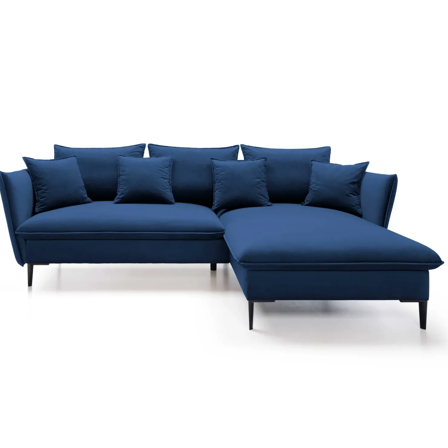 Garnero Arredamenti Divano letto angolare destro 3 posti 258x167cm tessuto blu Lushify Tessuto Riviera Vellutato Blu Clearance