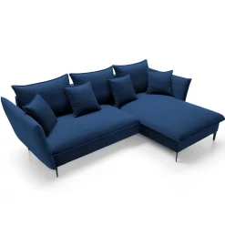 Garnero Arredamenti Divano letto angolare destro 3 posti 258x167cm tessuto blu Lushify Tessuto Riviera Vellutato Blu Clearance
