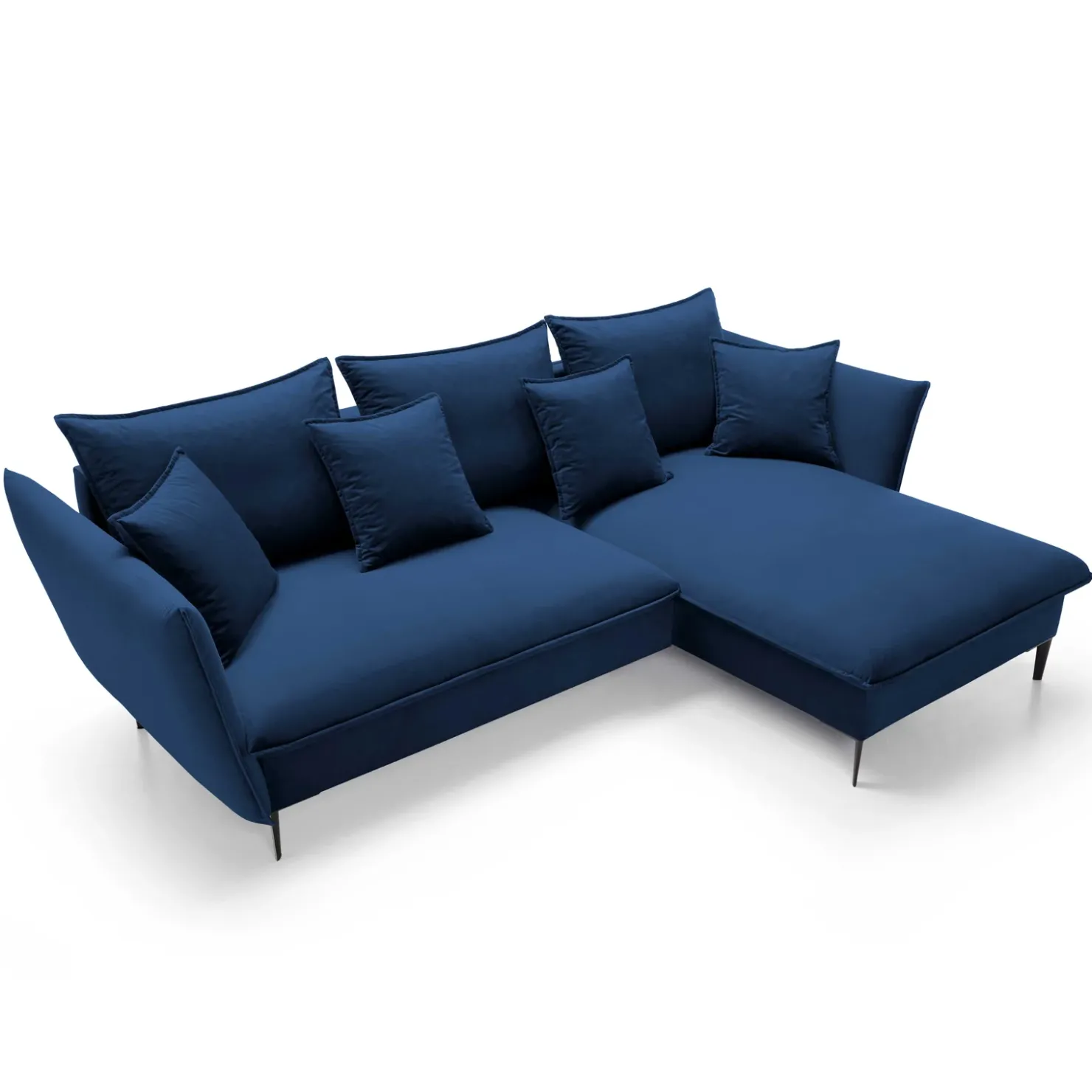 Garnero Arredamenti Divano letto angolare destro 3 posti 258x167cm tessuto blu Lushify Tessuto Riviera Vellutato Blu Clearance