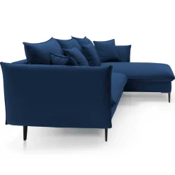 Garnero Arredamenti Divano letto angolare destro 3 posti 258x167cm tessuto blu Lushify Tessuto Riviera Vellutato Blu Clearance