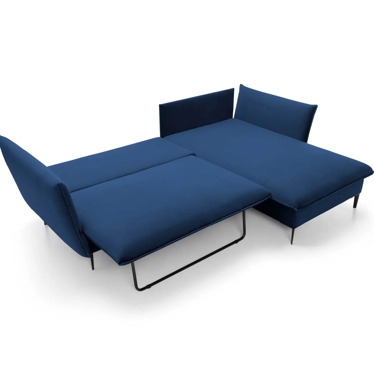 Garnero Arredamenti Divano letto angolare destro 3 posti 258x167cm tessuto blu Lushify Tessuto Riviera Vellutato Blu Clearance