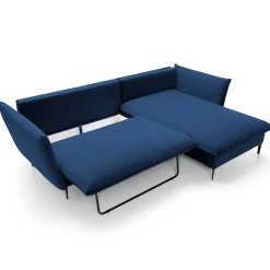 Garnero Arredamenti Divano letto angolare destro 3 posti 258x167cm tessuto blu Lushify Tessuto Riviera Vellutato Blu Clearance