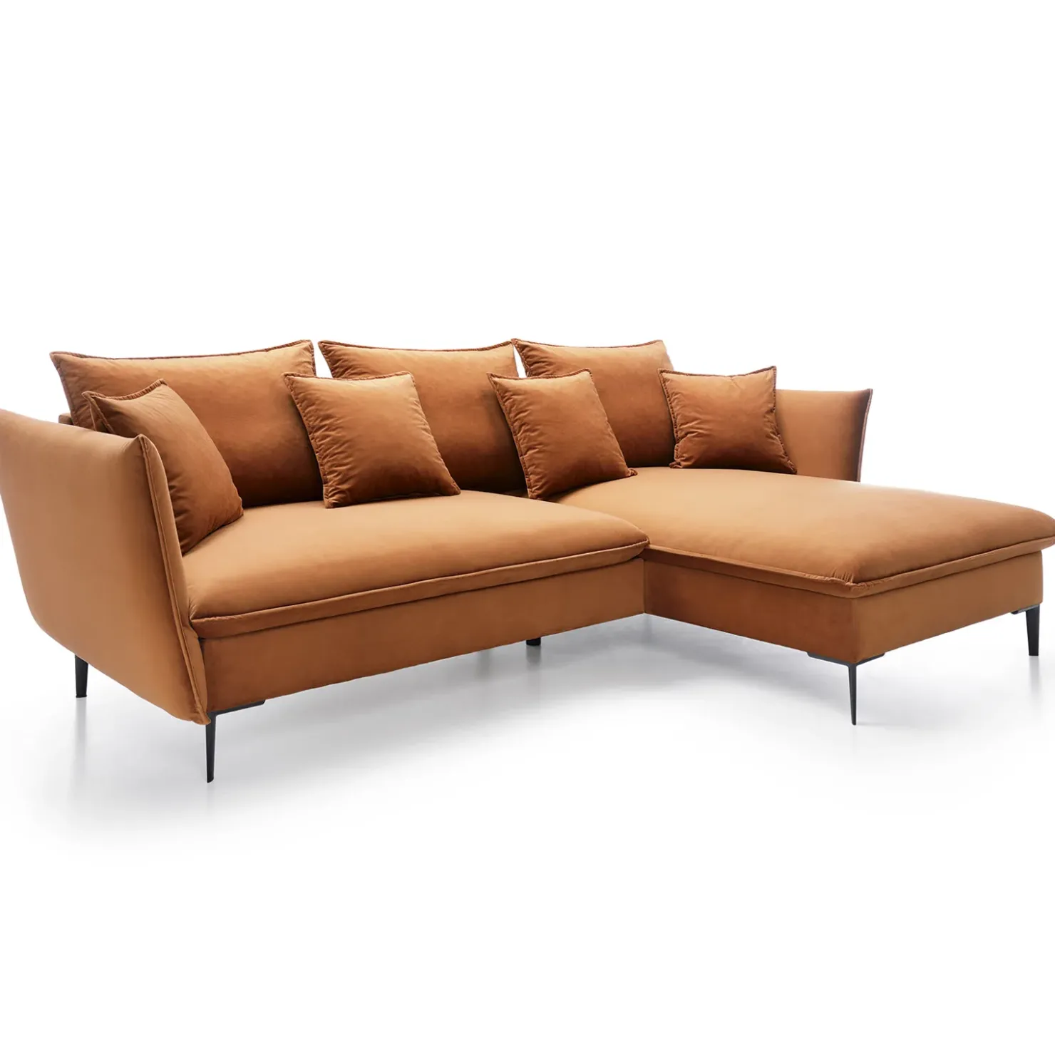 Garnero Arredamenti Divano letto angolare destro 3 posti 258x167cm tessuto arancio Lushify Tessuto Magic Velvet Arancio Online