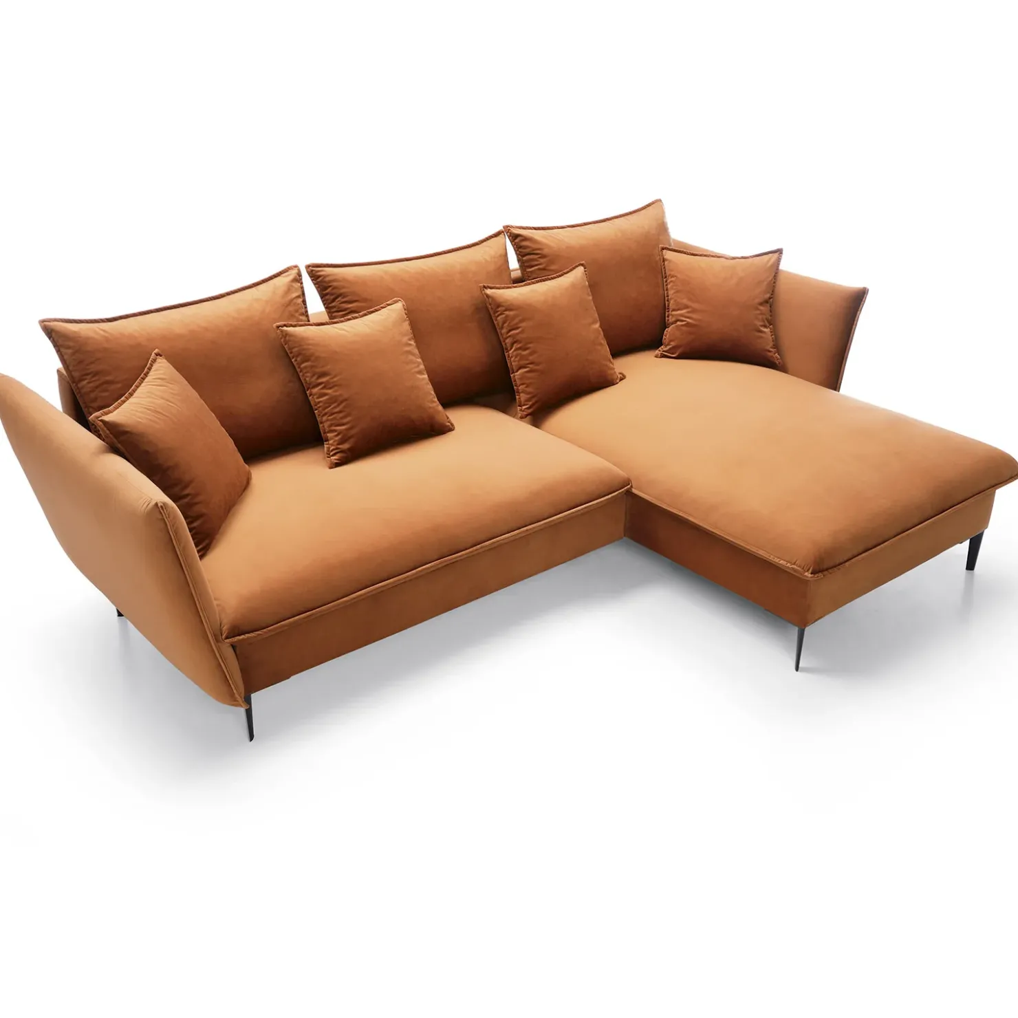 Garnero Arredamenti Divano letto angolare destro 3 posti 258x167cm tessuto arancio Lushify Tessuto Magic Velvet Arancio Online