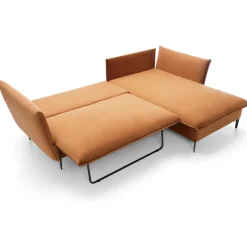 Garnero Arredamenti Divano letto angolare destro 3 posti 258x167cm tessuto arancio Lushify Tessuto Magic Velvet Arancio Online