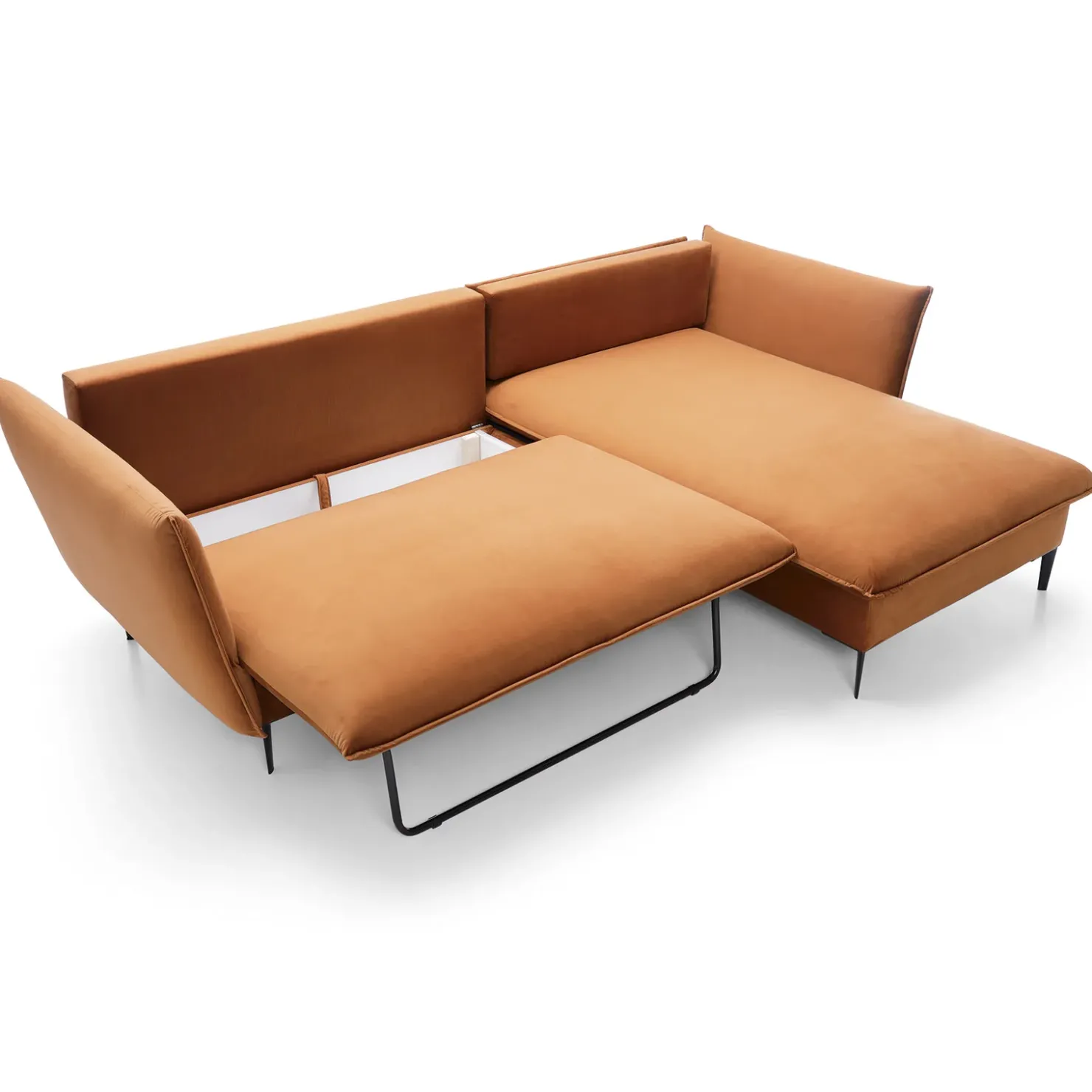 Garnero Arredamenti Divano letto angolare destro 3 posti 258x167cm tessuto arancio Lushify Tessuto Magic Velvet Arancio Online