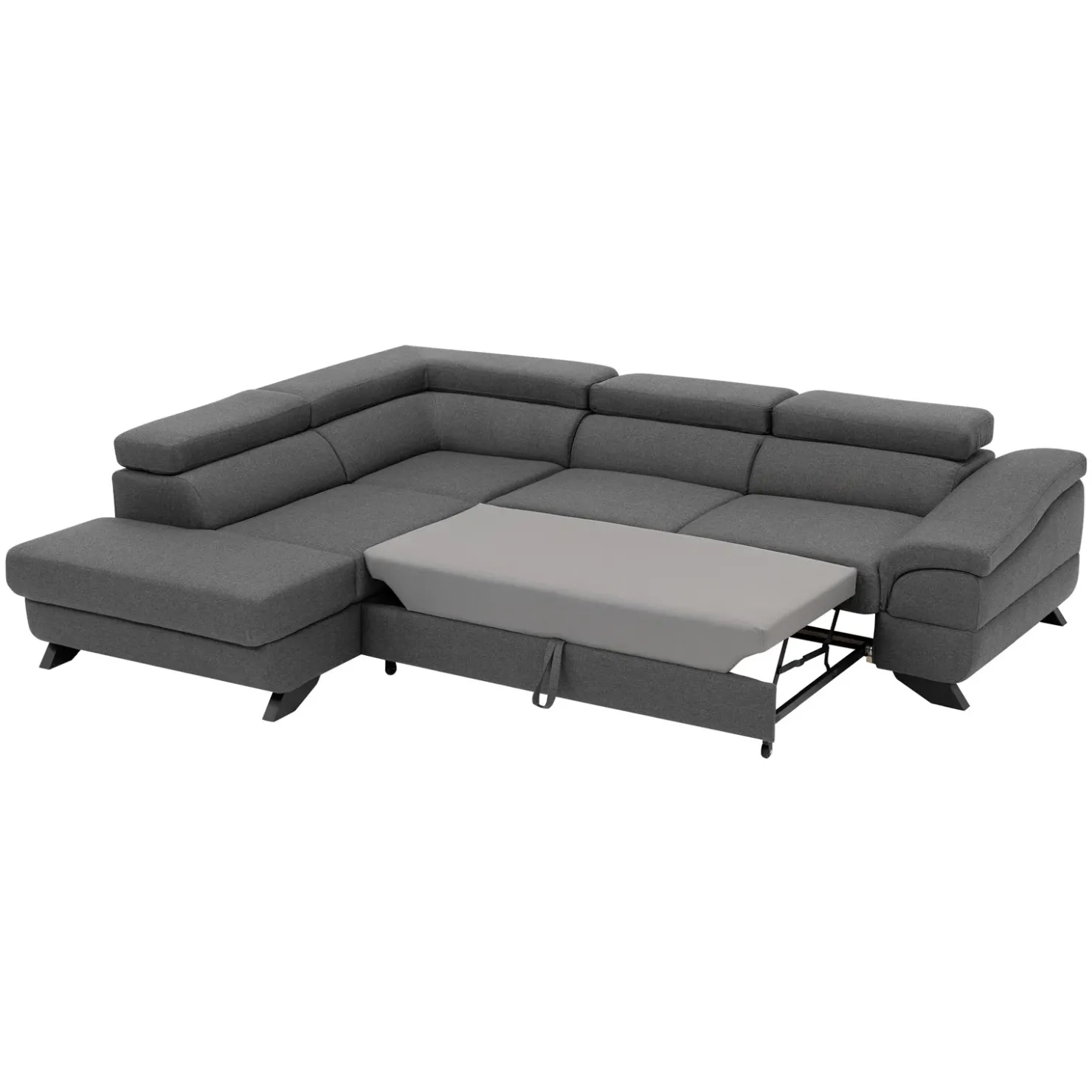 Garnero Arredamenti Divano letto angolare destro 5 posti 272x219cm tessuto antracite Lumma Sale