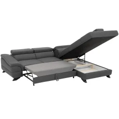 Garnero Arredamenti Divano letto angolare destro 5 posti 272x219cm tessuto antracite Lumma Sale