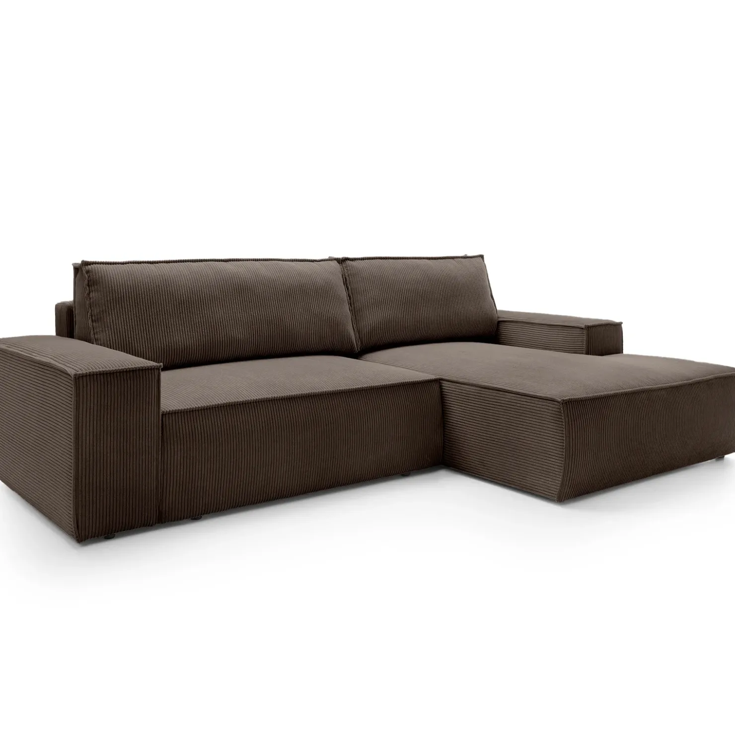 Garnero Arredamenti Divano letto angolare destra 3 posti 267x167cm velluto a coste marrone Relaxion Velluto a Coste Poso Marrone Best