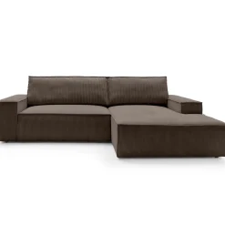 Garnero Arredamenti Divano letto angolare destra 3 posti 267x167cm velluto a coste marrone Relaxion Velluto a Coste Poso Marrone Best