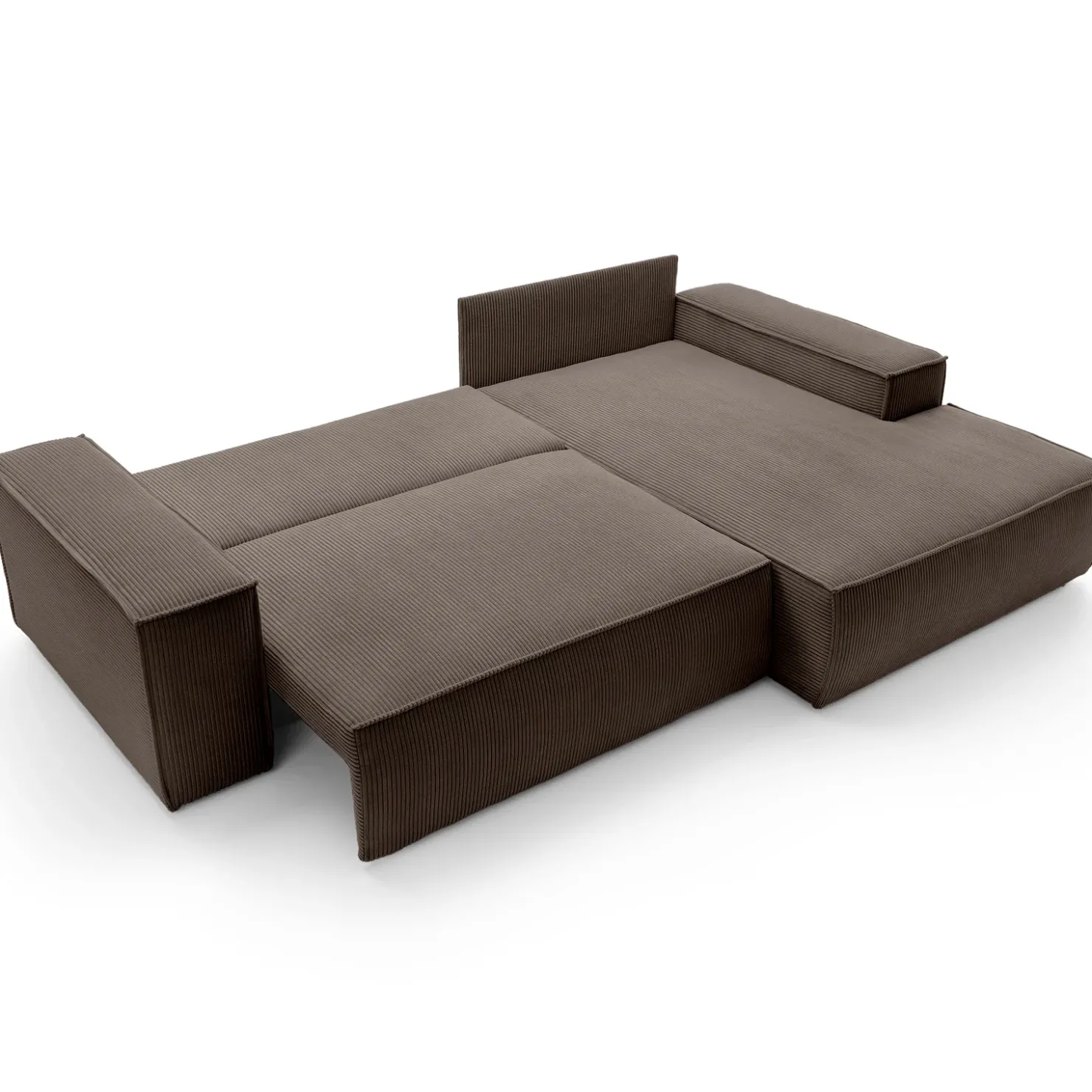 Garnero Arredamenti Divano letto angolare destra 3 posti 267x167cm velluto a coste marrone Relaxion Velluto a Coste Poso Marrone Best