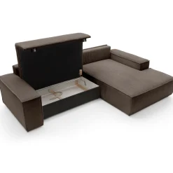 Garnero Arredamenti Divano letto angolare destra 3 posti 267x167cm velluto a coste marrone Relaxion Velluto a Coste Poso Marrone Best