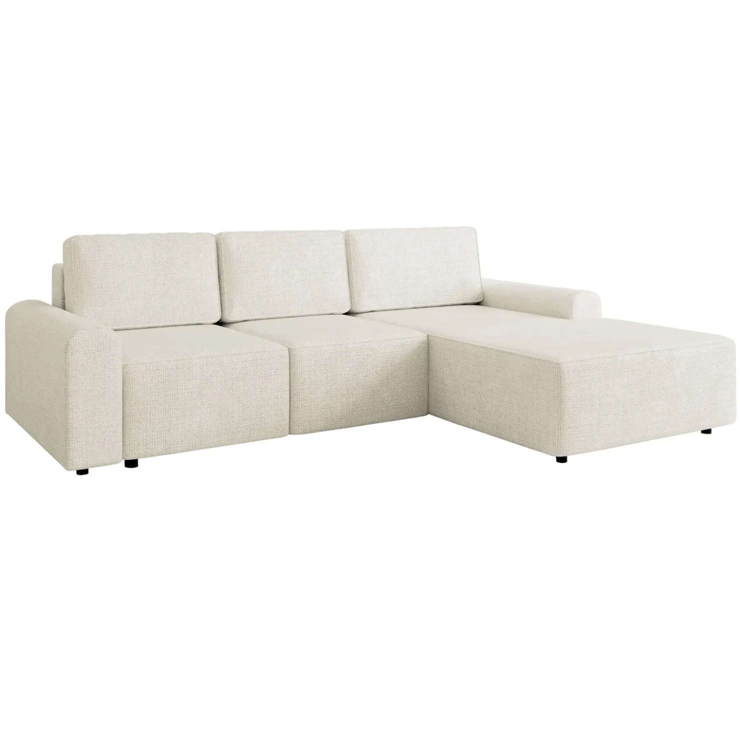 Garnero Arredamenti Divano letto angolare destra 3 posti 258x168 cm con contenitore a trama sottile beige Olivon Best