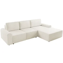 Garnero Arredamenti Divano letto angolare destra 3 posti 258x168 cm con contenitore a trama sottile beige Olivon Best