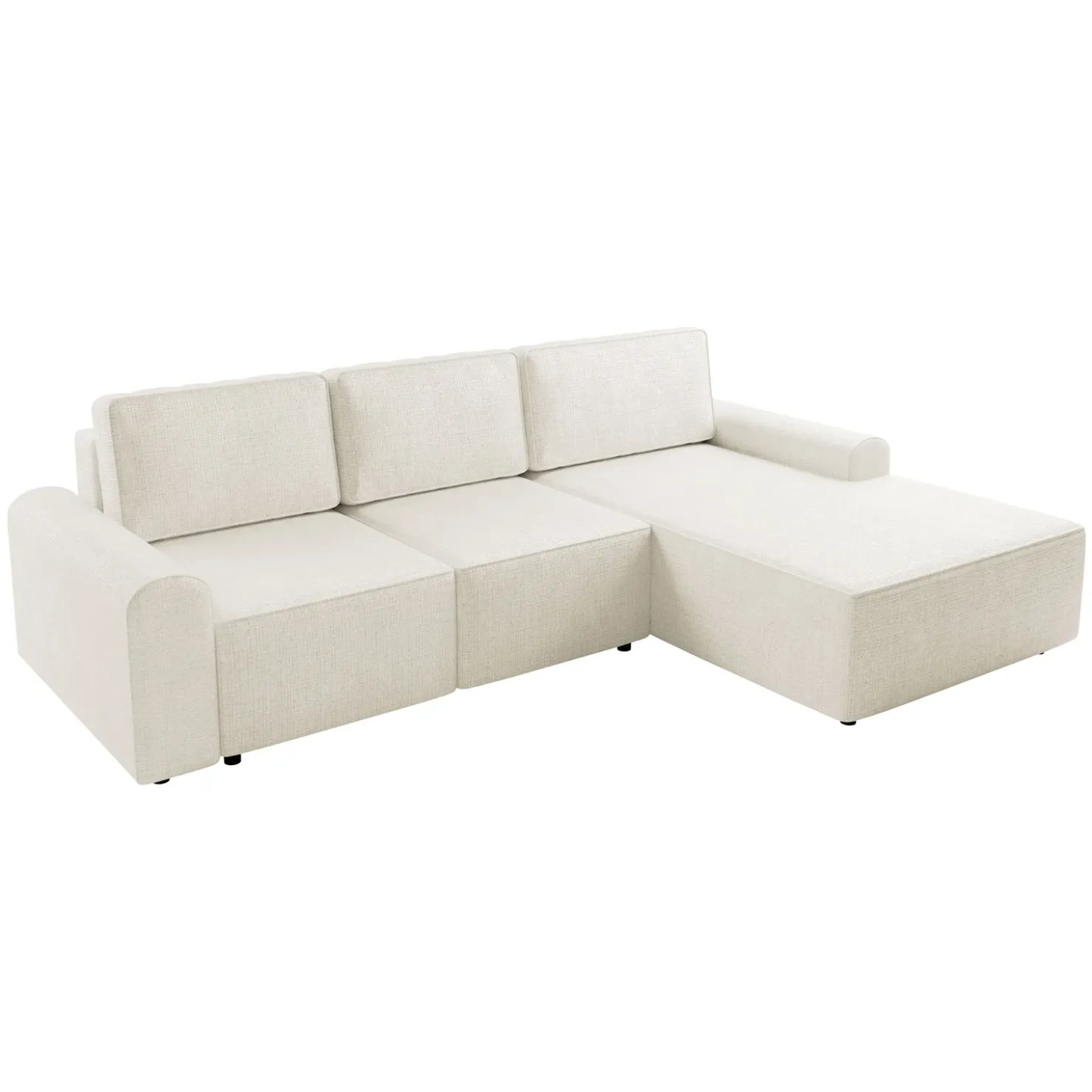 Garnero Arredamenti Divano letto angolare destra 3 posti 258x168 cm con contenitore a trama sottile beige Olivon Best