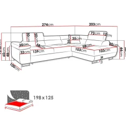 Garnero Arredamenti Divano letto angolare destra imbottito 274x203cm verde Bormio Tessuto Vellutato Manila Verde New