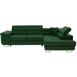 Garnero Arredamenti Divano letto angolare destra imbottito 274x203cm verde Bormio Tessuto Vellutato Manila Verde New
