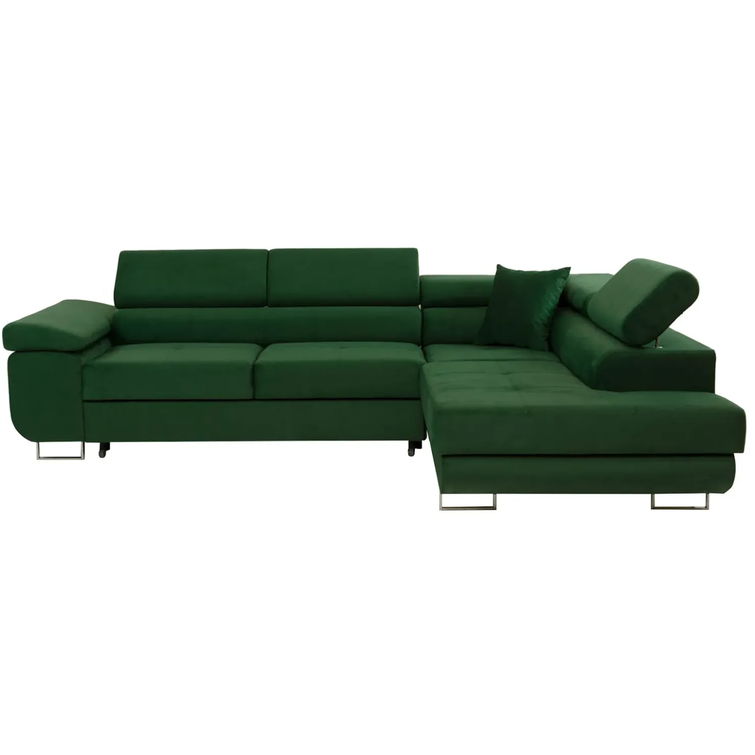 Garnero Arredamenti Divano letto angolare destra imbottito 274x203cm verde Bormio Tessuto Vellutato Manila Verde New