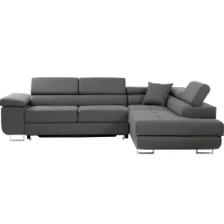 Garnero Arredamenti Divano letto angolare destra imbottito 274x203cm grigio Bormio Tessuto Vellutato Manila Grigio New
