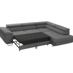 Garnero Arredamenti Divano letto angolare destra imbottito 274x203cm grigio Bormio Tessuto Vellutato Manila Grigio New