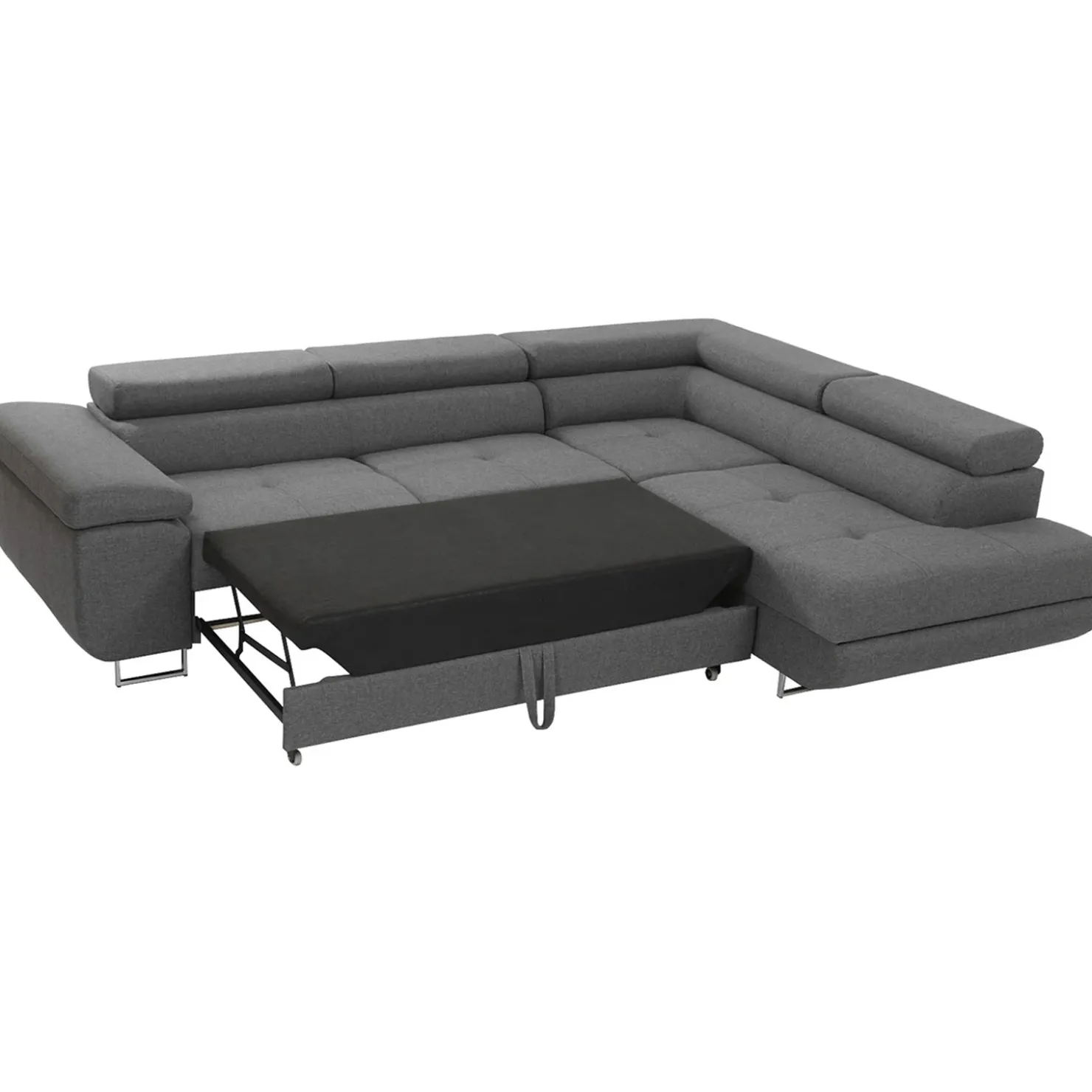 Garnero Arredamenti Divano letto angolare destra imbottito 274x203cm grigio Bormio Tessuto Vellutato Manila Grigio New