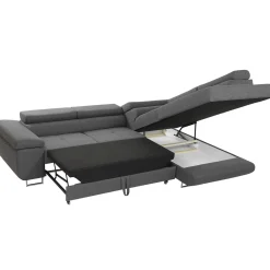 Garnero Arredamenti Divano letto angolare destra imbottito 274x203cm grigio Bormio Tessuto Vellutato Manila Grigio New