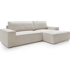 Garnero Arredamenti Divano letto angolare destro 3 posti 267x167cm velluto a coste beige Relaxion Velluto a Coste Poso Beige Clearance