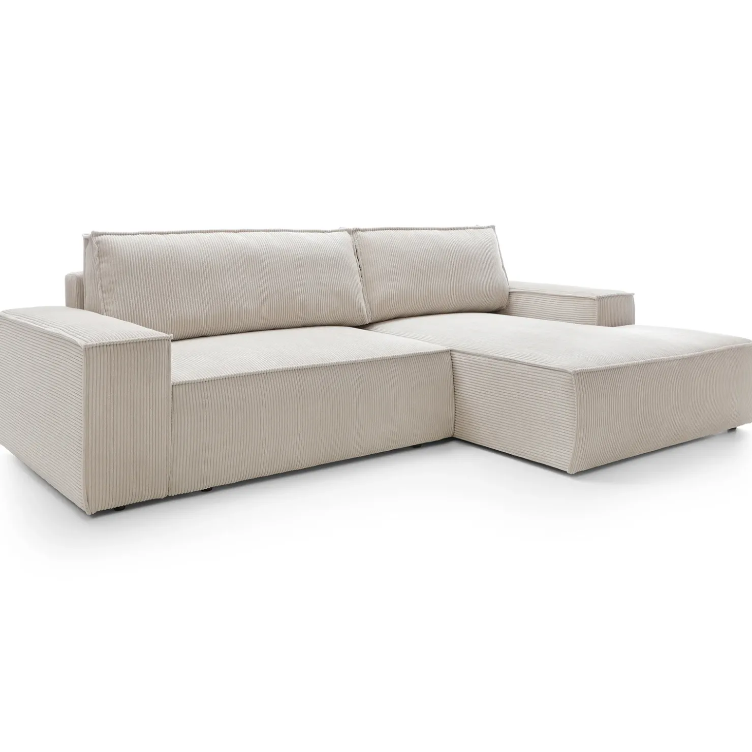 Garnero Arredamenti Divano letto angolare destro 3 posti 267x167cm velluto a coste beige Relaxion Velluto a Coste Poso Beige Clearance