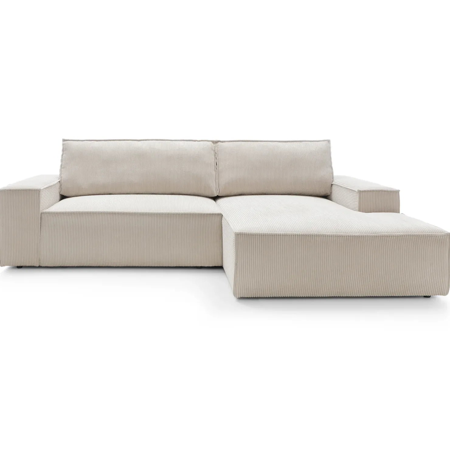 Garnero Arredamenti Divano letto angolare destro 3 posti 267x167cm velluto a coste beige Relaxion Velluto a Coste Poso Beige Clearance