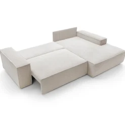 Garnero Arredamenti Divano letto angolare destro 3 posti 267x167cm velluto a coste beige Relaxion Velluto a Coste Poso Beige Clearance