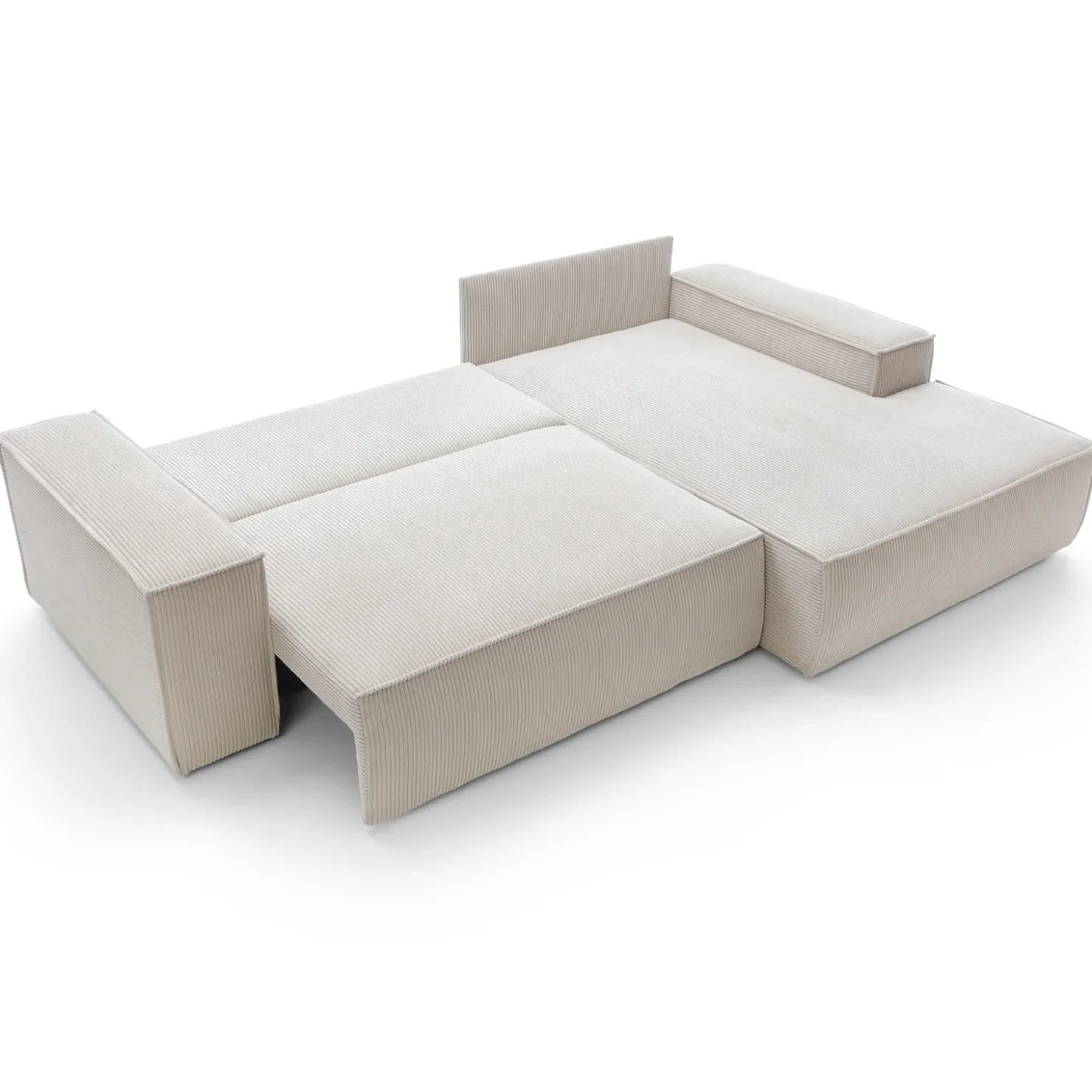 Garnero Arredamenti Divano letto angolare destro 3 posti 267x167cm velluto a coste beige Relaxion Velluto a Coste Poso Beige Clearance