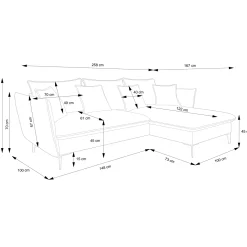 Garnero Arredamenti Divano letto angolare destro 3 posti 258x167cm tessuto petrolio Lushify Tessuto Riviera Vellutato Petrolio Online