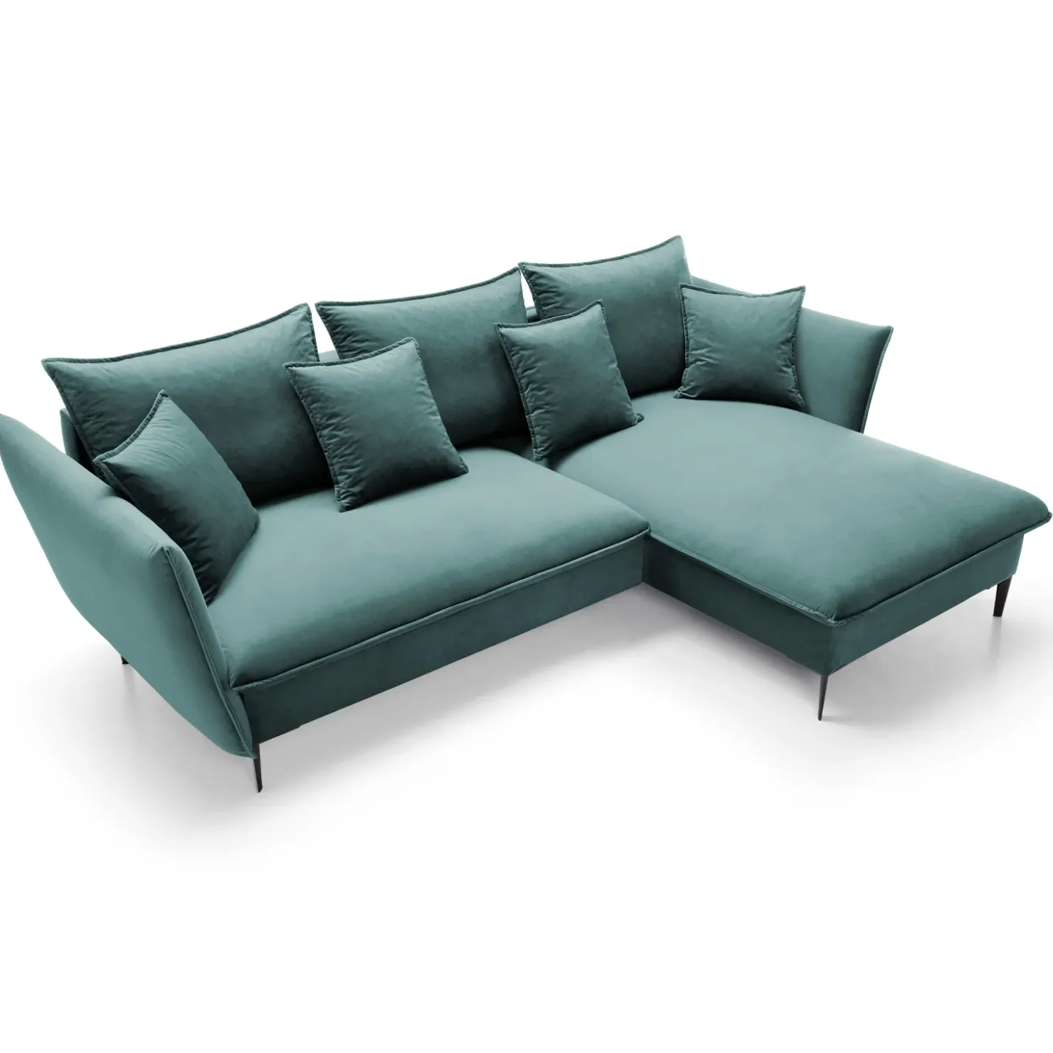 Garnero Arredamenti Divano letto angolare destro 3 posti 258x167cm tessuto petrolio Lushify Tessuto Riviera Vellutato Petrolio Online