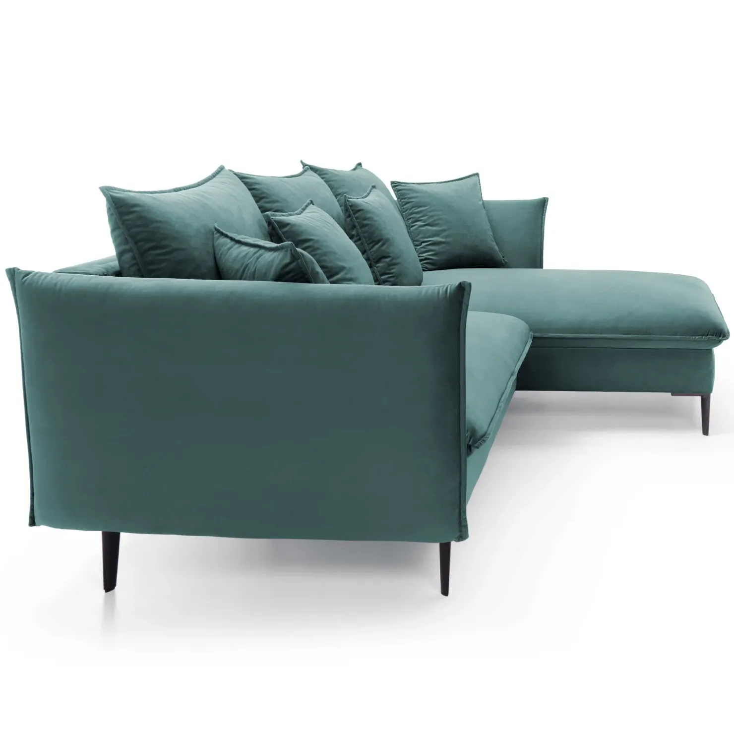 Garnero Arredamenti Divano letto angolare destro 3 posti 258x167cm tessuto petrolio Lushify Tessuto Riviera Vellutato Petrolio Online