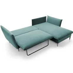 Garnero Arredamenti Divano letto angolare destro 3 posti 258x167cm tessuto petrolio Lushify Tessuto Riviera Vellutato Petrolio Online