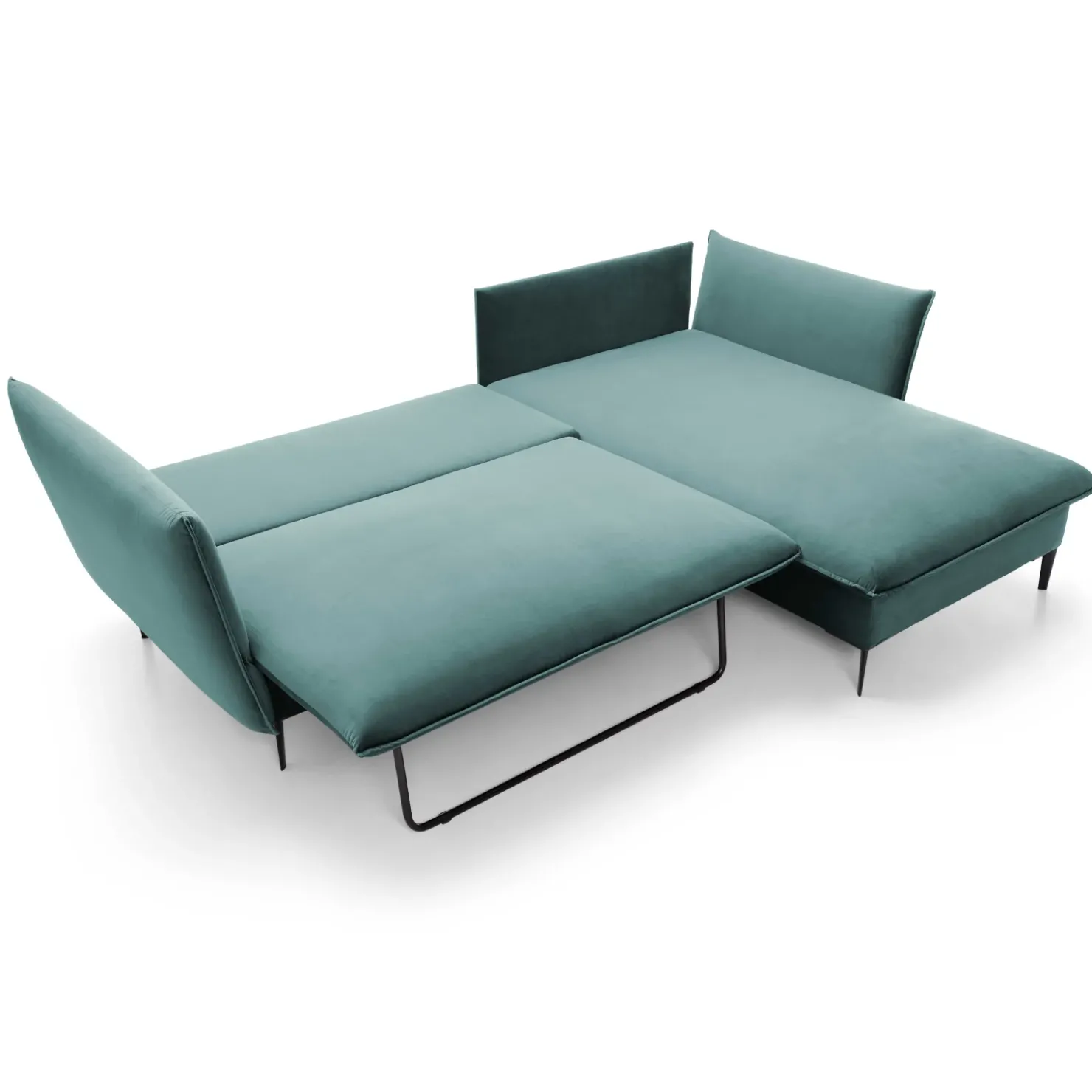 Garnero Arredamenti Divano letto angolare destro 3 posti 258x167cm tessuto petrolio Lushify Tessuto Riviera Vellutato Petrolio Online