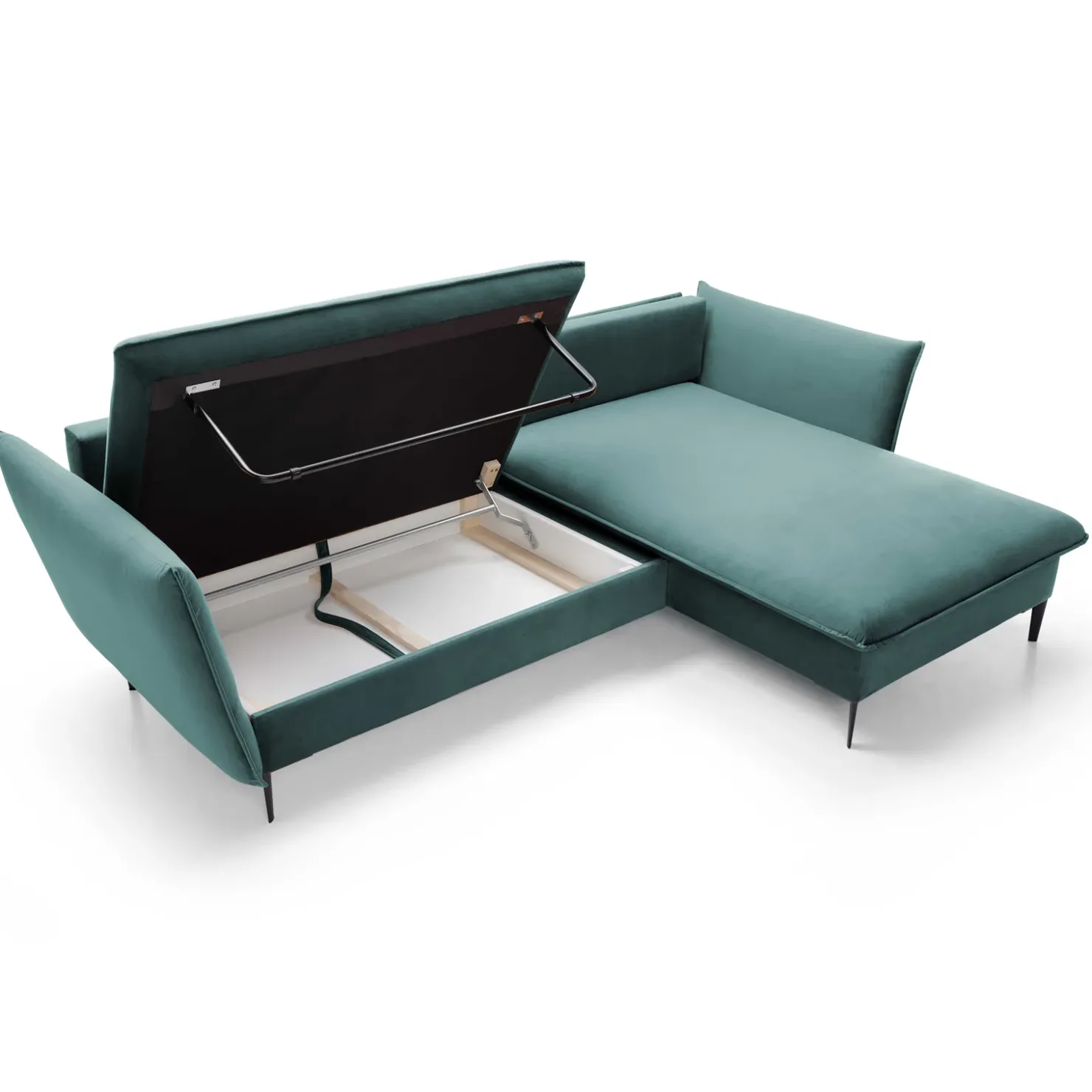 Garnero Arredamenti Divano letto angolare destro 3 posti 258x167cm tessuto petrolio Lushify Tessuto Riviera Vellutato Petrolio Online