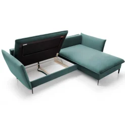 Garnero Arredamenti Divano letto angolare destro 3 posti 258x167cm tessuto petrolio Lushify Tessuto Riviera Vellutato Petrolio Online