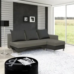 Garnero Arredamenti Divano letto angolare destra 3 posti 215cm grigio scuro e chiaro Aureliano Hot