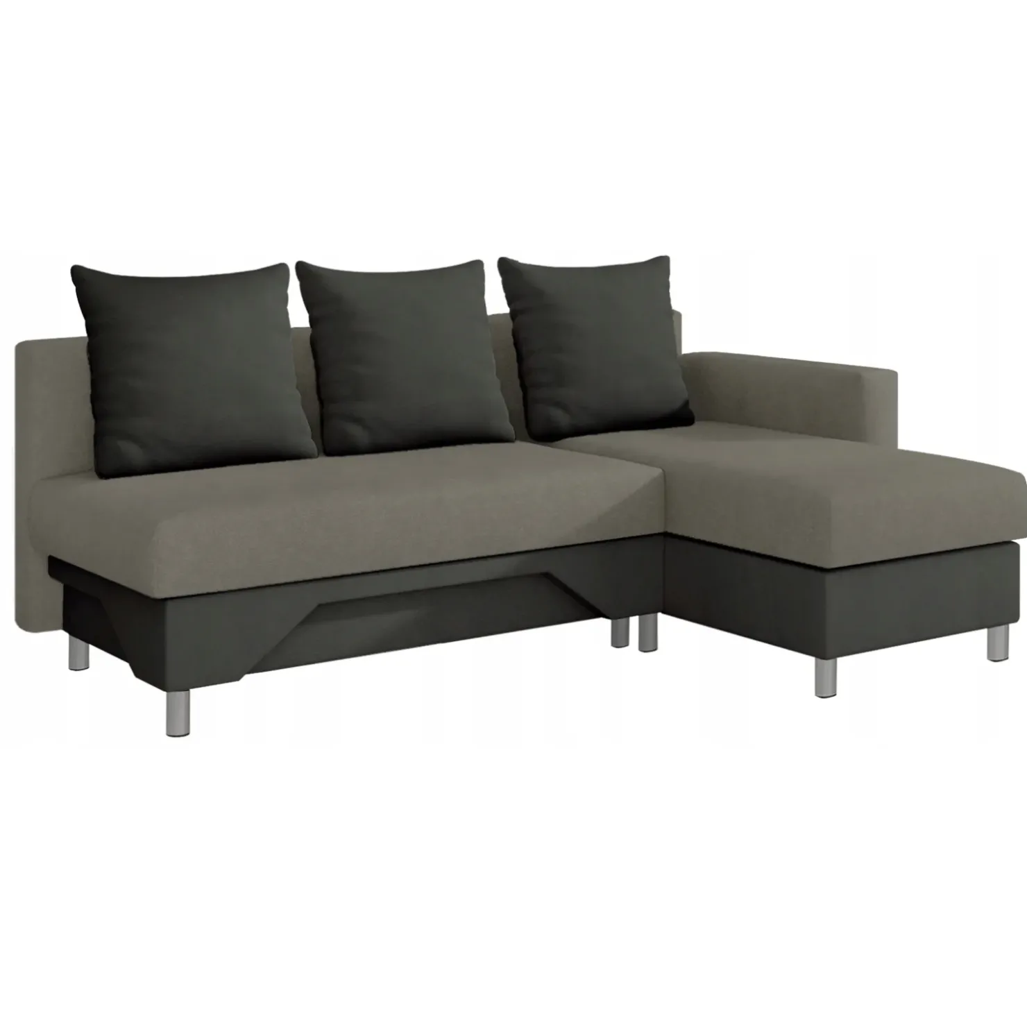 Garnero Arredamenti Divano letto angolare destra 3 posti 215cm grigio scuro e chiaro Aureliano Hot