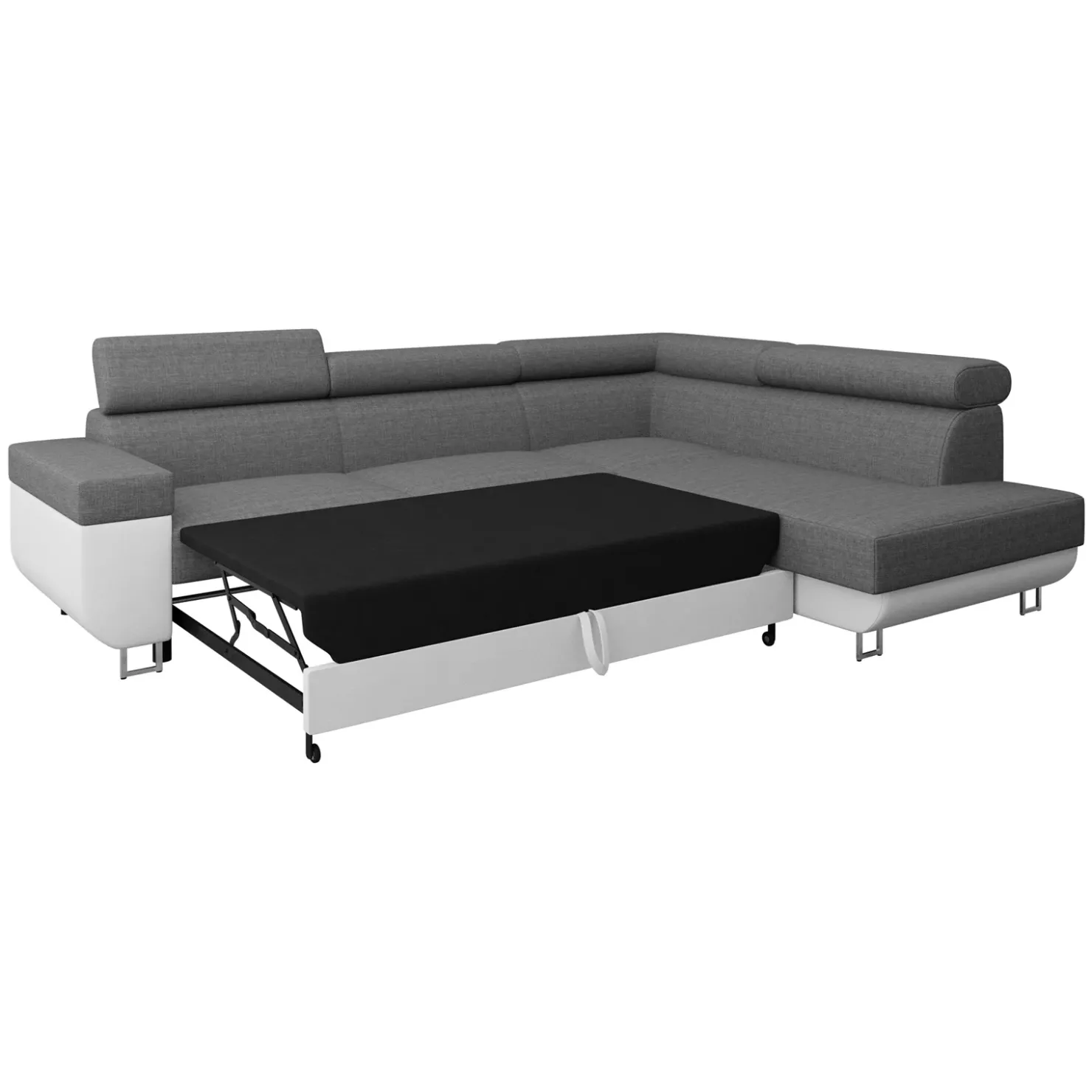 Garnero Arredamenti Divano letto angolare destra matrimoniale 253x188cm grigio bianco Almese Tessuto Lux Ecopelle Grigio Bianco Best