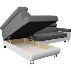 Garnero Arredamenti Divano letto angolare destra matrimoniale 253x188cm grigio bianco Almese Tessuto Lux Ecopelle Grigio Bianco Best