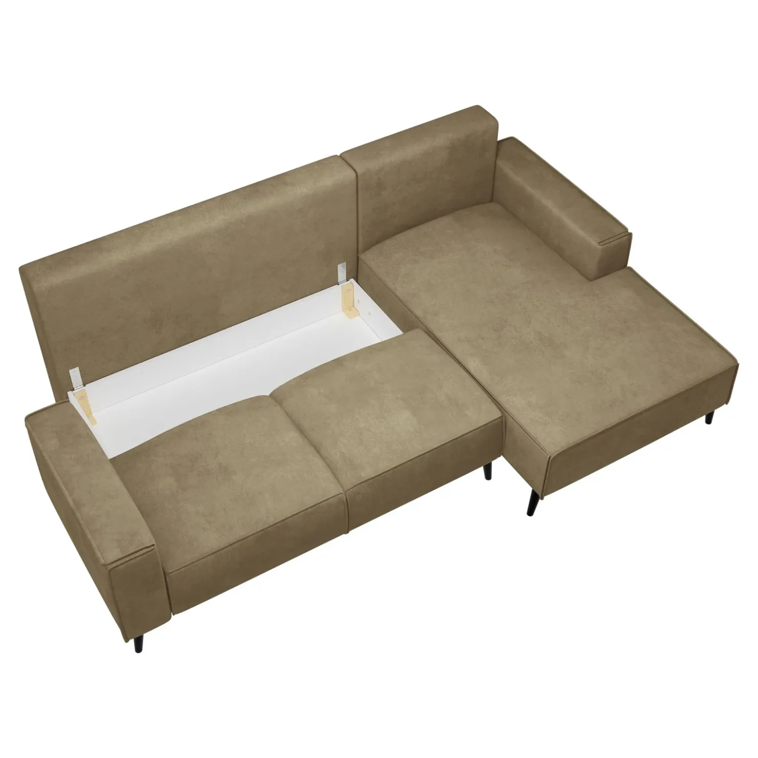 Garnero Arredamenti Divano letto angolare destro 3 posti 260x161cm tessuto beige Pluf Best