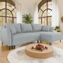 Garnero Arredamenti Divano letto angolare destro 3 posti 276x158cm tessuto grigio Angle Tessuto Peluche Onega Grigio Best