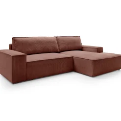 Garnero Arredamenti Divano letto angolare destra 3 posti 267x167cm velluto a coste rosa Relaxion Velluto a Coste Poso Rosa