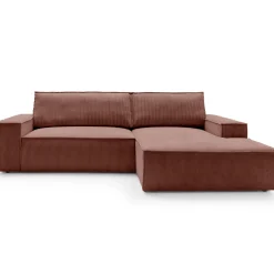 Garnero Arredamenti Divano letto angolare destra 3 posti 267x167cm velluto a coste rosa Relaxion Velluto a Coste Poso Rosa