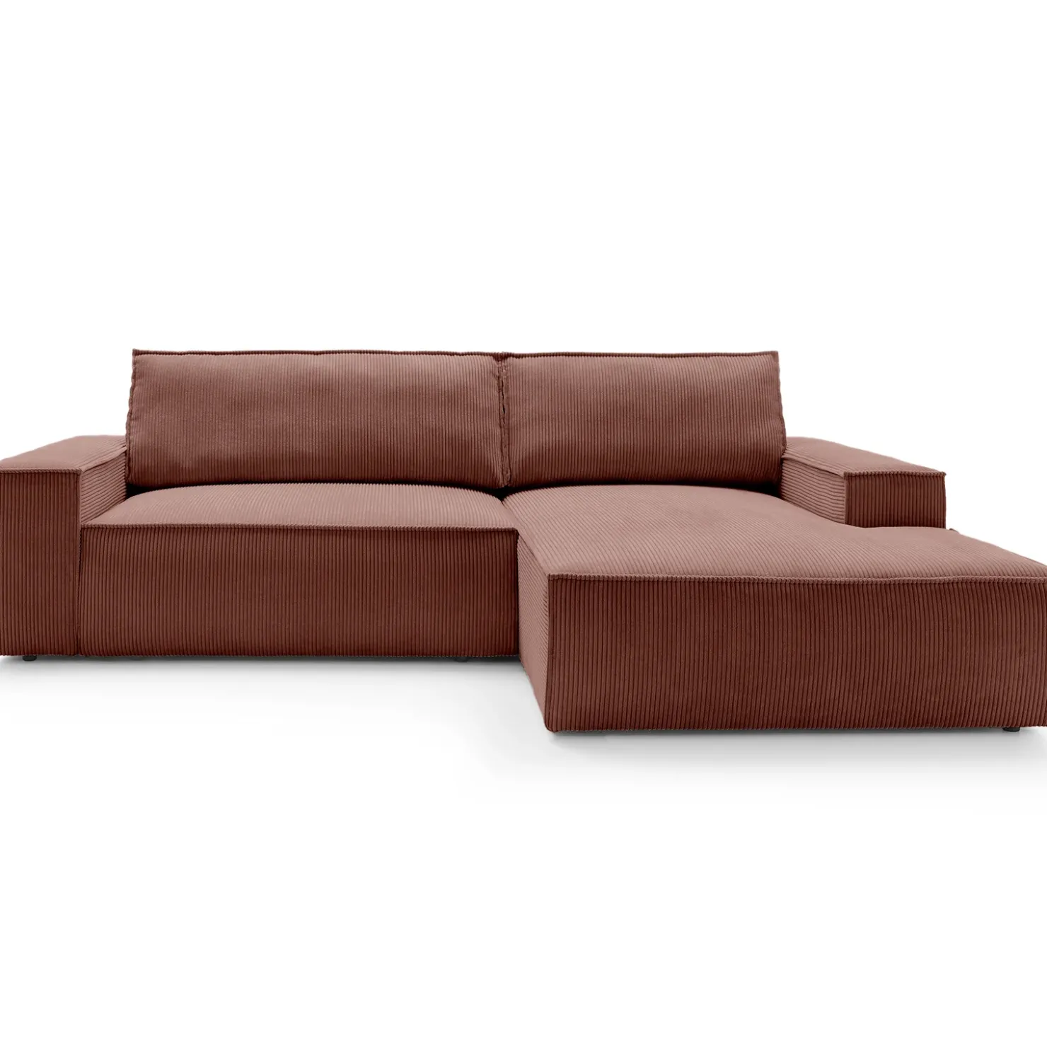 Garnero Arredamenti Divano letto angolare destra 3 posti 267x167cm velluto a coste rosa Relaxion Velluto a Coste Poso Rosa