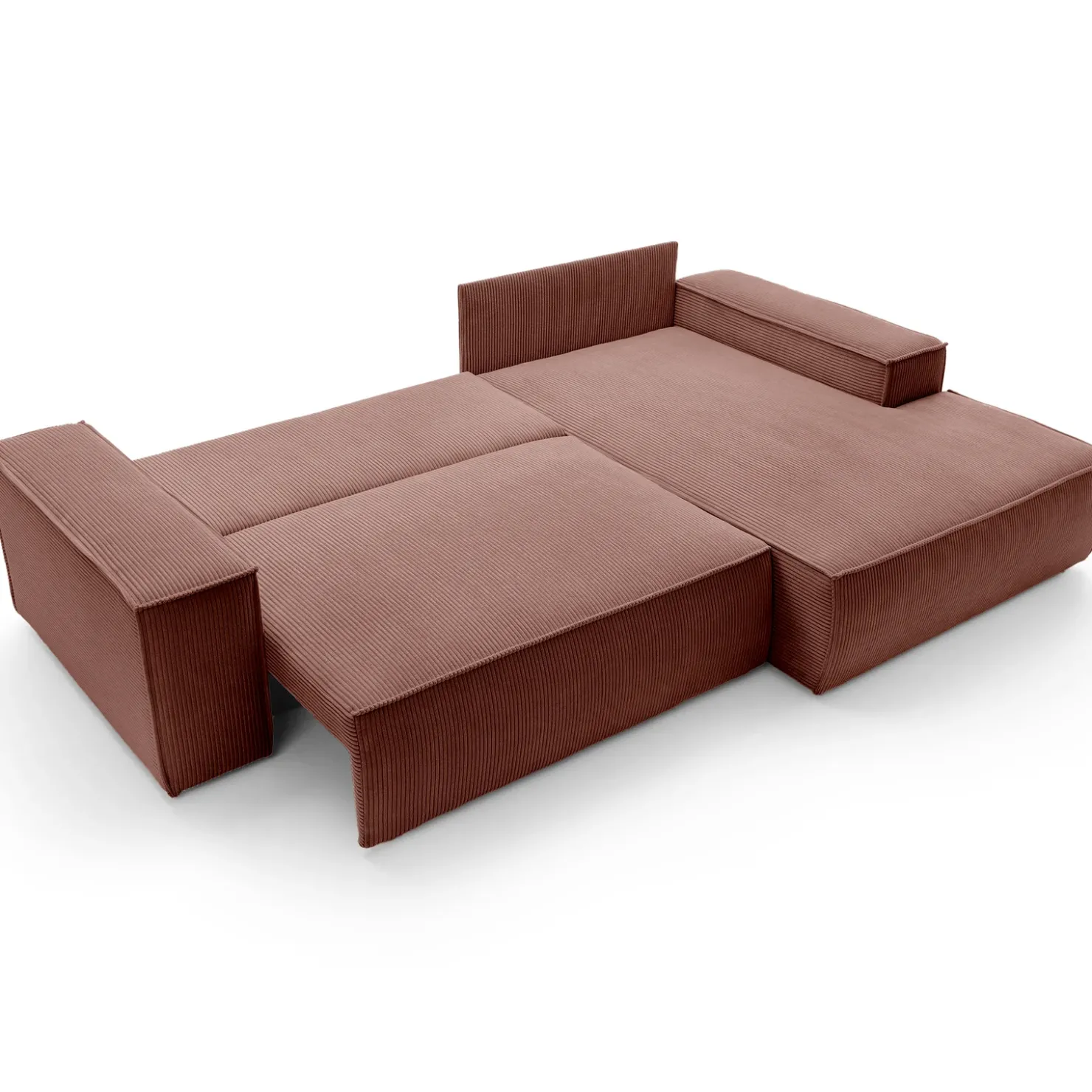 Garnero Arredamenti Divano letto angolare destra 3 posti 267x167cm velluto a coste rosa Relaxion Velluto a Coste Poso Rosa