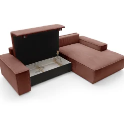 Garnero Arredamenti Divano letto angolare destra 3 posti 267x167cm velluto a coste rosa Relaxion Velluto a Coste Poso Rosa