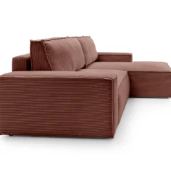 Garnero Arredamenti Divano letto angolare destra 3 posti 267x167cm velluto a coste rosa Relaxion Velluto a Coste Poso Rosa